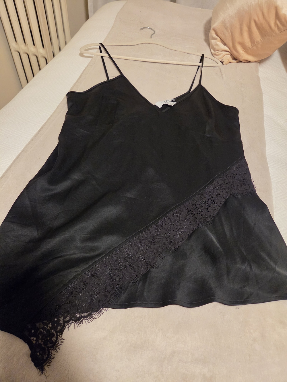 COS Black Satin Lace-Trim Slip Camisole